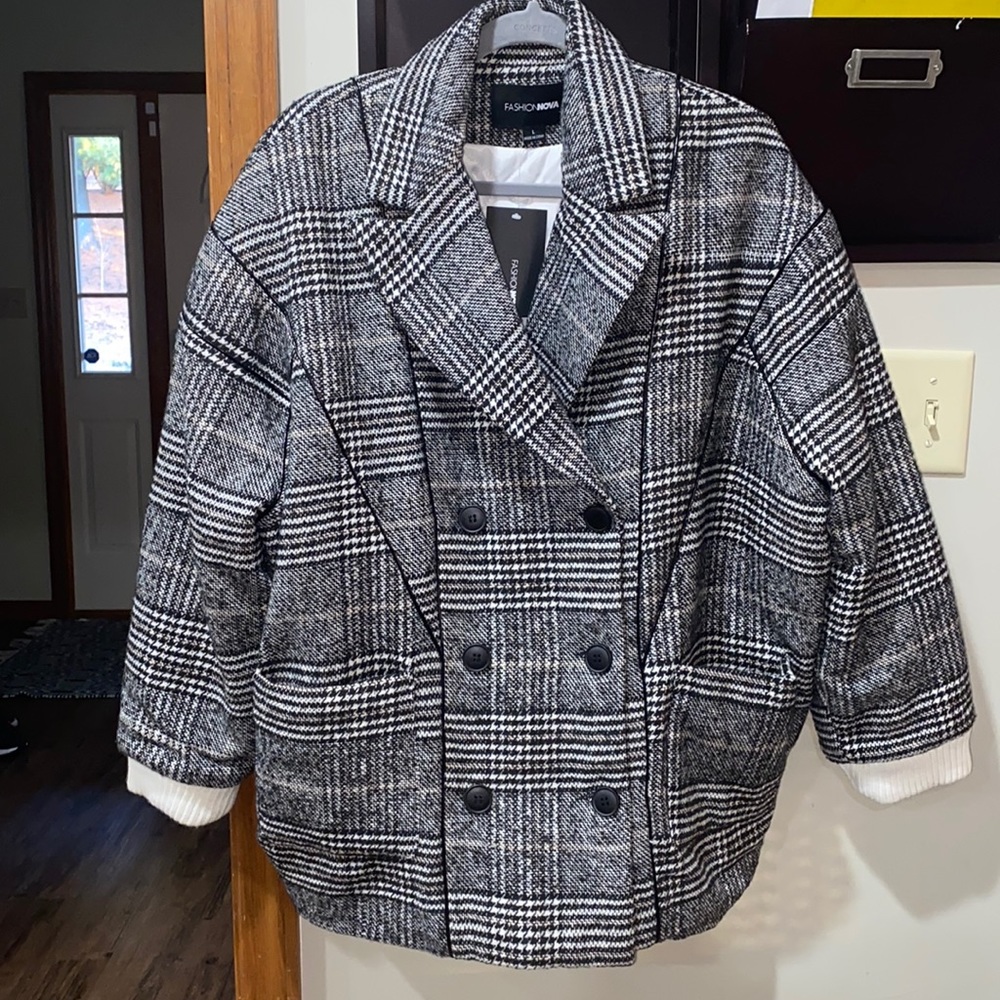 FASHION NOVA Houndstooth Bomber Jacket